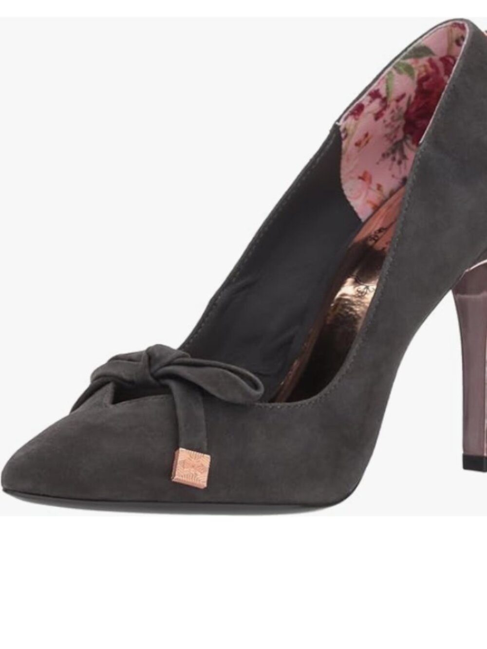 Ted Baker London Gewell Charcoal Grey Suede Pumps Bow Casual Heels Size 8.5 New